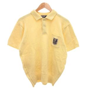 ポロ バイ ラルフローレン Polo by Ralph Lauren 90s ヴィンテージ ニットポロシャツ ロゴ刺繍 半袖 M 黃 イエロー /FF メンズ