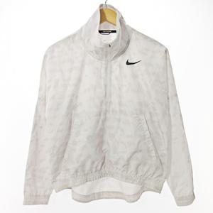 ナイキ NIKE DRI-FIT ハーフジップ ウインドブレーカー ウインドジャケット プルオーバー 総柄 M ライトグレー 0915 レディース