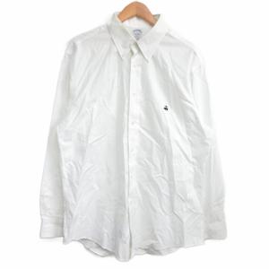 ブルックスブラザーズ BROOKS BROTHERS オックスフォードシャツ ボタンダウン 長袖 ロゴ刺繍 トラッド 白 ホワイト L IBO80 メンズ