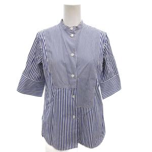 チノ CINOH 20SS 半袖 バンドカラーシャツ スタンドカラー 七分袖 36 白 ホワイト 青 ブルー 20SST013 /FF レディース