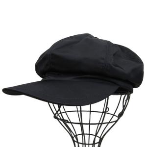 プラダ PRADA 美品 RE NYLON ナイロン トライアングルプレート キャスケット 1HC551 三角ロゴ ハンチング 帽子 国内正規 黒 ブラック S ■MNK2 レディース