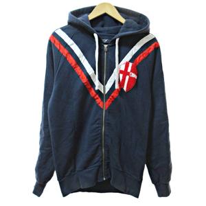 ハイドロゲン HYDROGEN ジップアップ パーカー ジャケット スカル ロゴ刺繍 M 紺 ネイビー 1204 メンズ