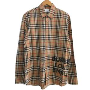 バーバリー BURBERRY 美品 ロゴプリントコットンチェックオーバーサイズシャツ ノバチェック 長袖 S イエロー マルチカラー 8017567 ■MNK3 メンズ