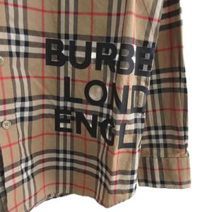 バーバリー BURBERRY 美品 ロゴプリントコットンチェックオーバーサイズシャツ ノバチェック 長袖 S イエロー マルチカラー 8017567 ■MNK3 メンズ