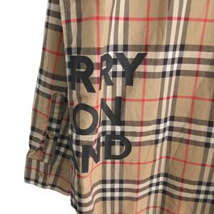 バーバリー BURBERRY 美品 ロゴプリントコットンチェックオーバーサイズシャツ ノバチェック 長袖 S イエロー マルチカラー 8017567 ■MNK3 メンズ
