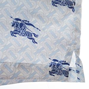 未使用品 バーバリー BURBERRY タグ付 TBロゴ 総柄 シルク ショートパンツ ショーツ イージーウエスト L サックスブルー 水色 0109 ■MNK4 メンズ