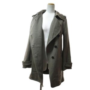 セリーヌ CELINE ウール アシンメトリー トレンチコート ベルトデザイン エポレット 36 ブラウン ■MNK7 レディース
