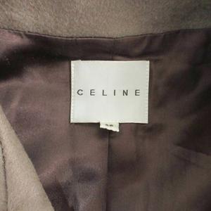 セリーヌ CELINE ウール アシンメトリー トレンチコート ベルトデザイン エポレット 36 ブラウン ■MNK7 レディース