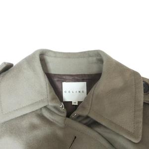 セリーヌ CELINE ウール アシンメトリー トレンチコート ベルトデザイン エポレット 36 ブラウン ■MNK7 レディース