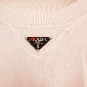 プラダ PRADA 23SS トライアングル 三角ロゴ スウェット トレーナー プルオーバー XS 白 ホワイト メンズ