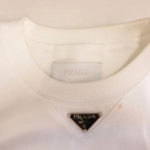 プラダ PRADA 23SS トライアングル 三角ロゴ スウェット トレーナー プルオーバー XS 白 ホワイト メンズ