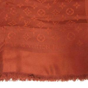 ルイヴィトン LOUIS VUITTON 美品 モノグラム ショール シルクウール 大判 ストール 茶 ブラウン ■MNK9 その他