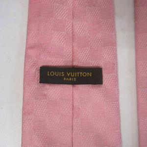ルイヴィトン LOUIS VUITTON 美品 ダミエ ネクタイ シルク ロゴ ピンク ■MNK9 メンズ
