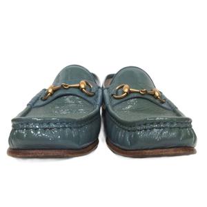 グッチ GUCCI 1953 ビットローファー エナメル グラデーション 7.5 緑 グリーン ブルー メンズ