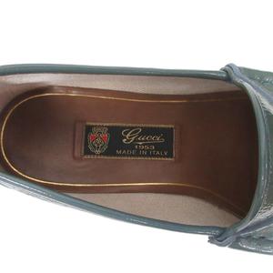 グッチ GUCCI 1953 ビットローファー エナメル グラデーション 7.5 緑 グリーン ブルー メンズ