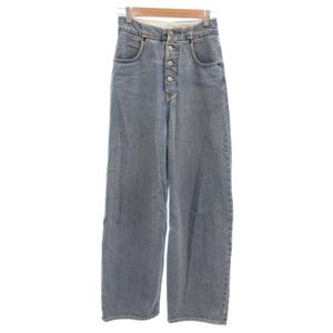 エムエムシックス メゾンマルジェラ MM6 Maison Margiela デニムパンツ ジーンズ ボタンフライ ストレート ウォッシュ加工 36 インディゴブルー S52LA0097 S30460 /GV IBO102 レディース