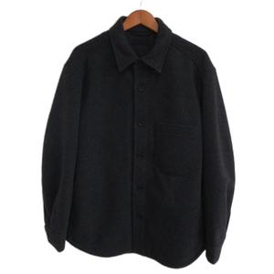 ユニクロ UNIQLO 美品 シャツジャケット L ノーマルカラー 長袖 厚手 チャコールグレー メンズ