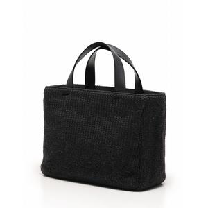 プラダ PRADA ハンドバッグ トートバッグ ニット ダークグレー 黒  