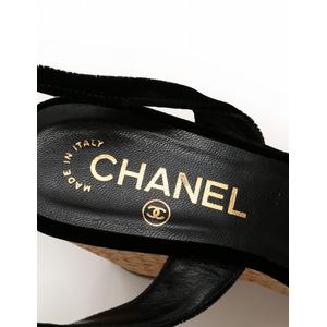 シャネル CHANEL サンダル ココマーク ウェッジソール 厚底 黒