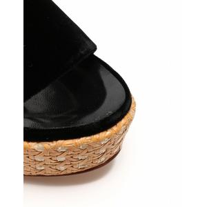 【CHANEL】 シャネル ウェッジソール サンダル ブラック 厚底 CHANEL シャネル コルク ウェッジソール サンダル ブラックx