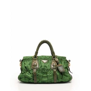 プラダ PRADA ハンドバッグ ショルダーバッグ ギャザー 緑 グリーン 