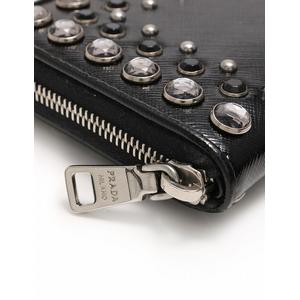 プラダ PRADA 長財布 ラウンドファスナー ブラック 黒 小物 エナメル 