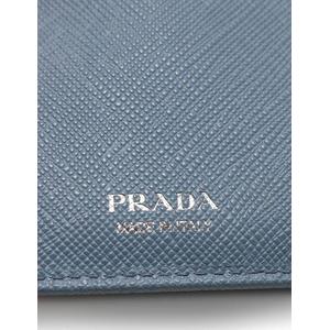 プラダ PRADA 財布 二つ折り 水色 ライトブルー 小物 サフィアーノ 