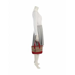 バーバリー BURBERRY ハンドバッグ トートバッグ ベージュ 赤