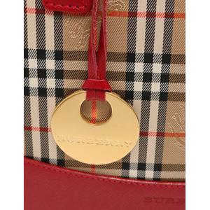チェック柄 ハンドバッグ ベージュと赤 バーバリー BURBERRY ハンドバッグ トートバッグ ベージュ 赤