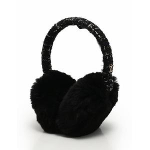 シャネル CHANEL イヤーマフ 耳あて ツイード ココマーク 黒 ブラック