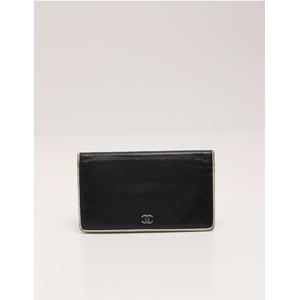 シャネル CHANEL 長財布 ビコローレ 二つ折り 黒 ブラック 白 小物 