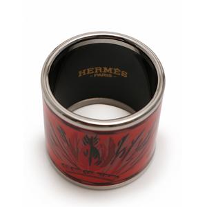 エルメス HERMES スカーフリング 七宝焼き シルバーｘオレンジレッド エルメス HERMES スカーフリング オレンジ 赤 シルバー 小物 七宝焼き