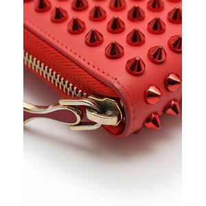クリスチャン ルブタン 長財布 ラウンドファスナー スタッズ レザー レッド クリスチャンルブタン長財布スタッズラウンドファスナーピンクルブタン