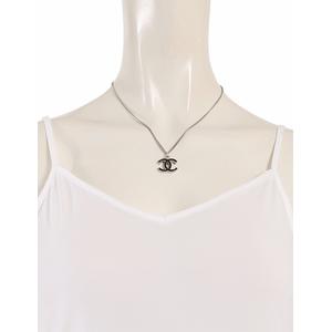シャネル CHANEL ネックレス ペンダント ココマーク シルバー 黒