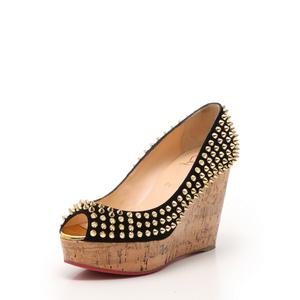 クリスチャンルブタン スエード スパイク ウェッジソール パンプス