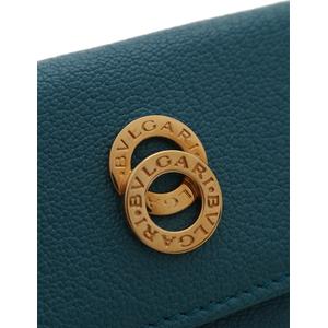 【未使用級】BVLGARI　ケース　レザー　メタルロゴプレート　ブルー 未使用級】BVLGARI コインケース レザー メタルロゴプレート