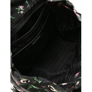 プラダ PRADA バックパック リュック フラワー 花柄 黒 マルチ
