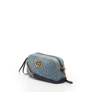 グッチ GUCCI ショルダーバッグ GGマーモント 花柄プリント 水色