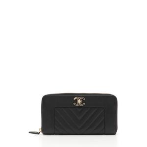 シャネル CHANEL ラウンドファスナー長財布 マドモワゼル Vステッチ 