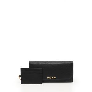 ミュウミュウ miumiu 二つ折り長財布 マドラス 黒 小物 レザー 5MH109 