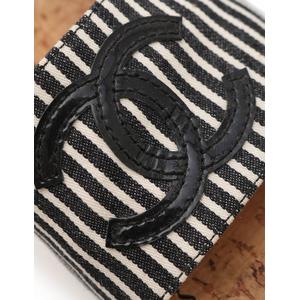 シャネル CHANEL ウェッジソールサンダル ミュール ココマーク 黒 白