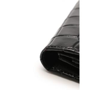 プラダ PRADA 二つ折り長財布 黒 小物 レザー クロコダイル型押し