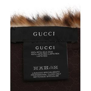 【GUCCI】マフラー グッチ ラパン ストール レオパード ラビットファー ヒョウ柄 柄 茶  グッチGUCCI レオパード柄 ラビットファー ストール マフラー