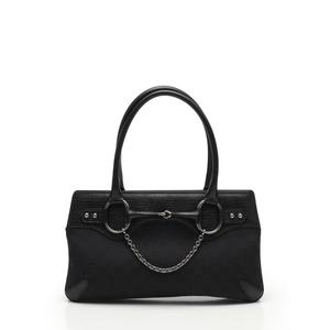 美品 グッチ トートバッグ ホースビット ブラック GG キャンバス レザー 黒 グッチ GUCCI トートバッグ GGキャンバス ホースビット 黒
