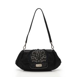 プラダ PRADA ショルダーバッグ 黒 レザー ビジュー レディース