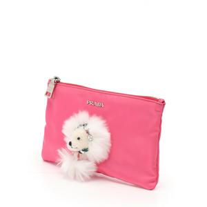 プラダ PRADA ポーチ ピンク 白 マルチカラー 小物 ナイロン 1M1214