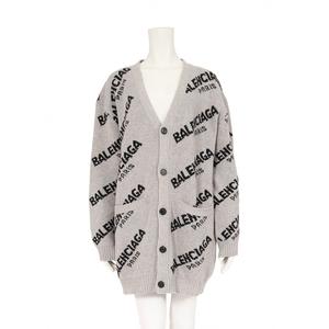 バレンシアガ BALENCIAGA カーディガン ロゴ グレー 黒 44