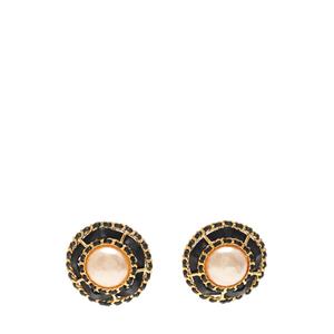 シャネル CHANEL イヤリング ゴールド 黒 アクセサリー フェイクパール 