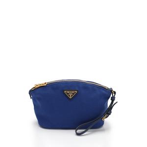 プラダ PRADA ポーチ 青 小物 キャンバス レザー 1N1856 レディース