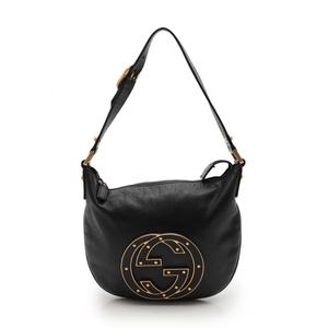 GUＣＣI ブラック レザー ショルダーバッグ グッチ GUCCI ショルダーバッグ ブロンディ 黒 121552 レザー